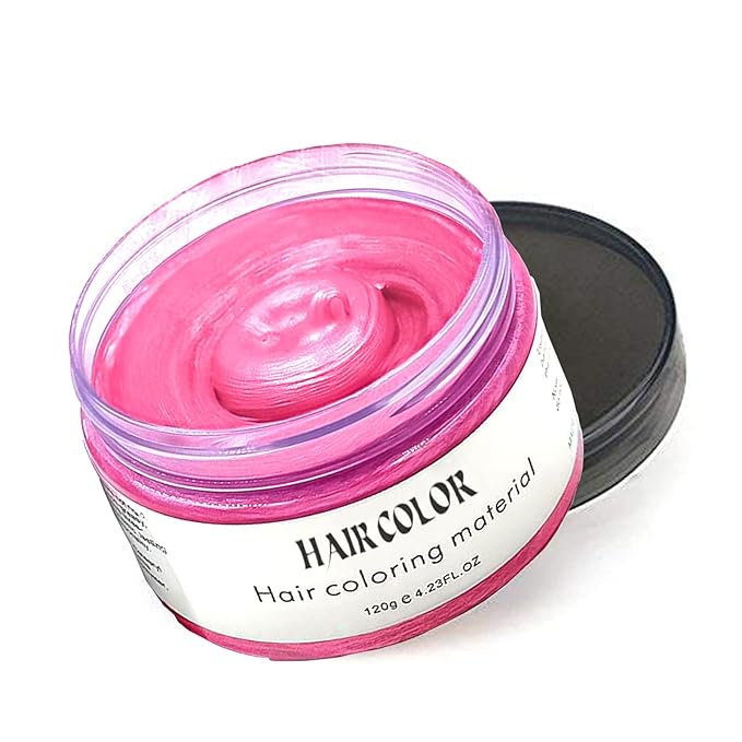Temporary Hair Color Wax Dye,Hair Spray Color, Natural Hair Wax Color, Kids Temporay Hair Wax Dye Ash for Halloween Cosplay,Party,Masquerade (Pink, 120g)