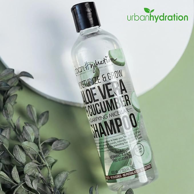 Urban Hydration Hydrate & Grow Aloe Vera & Cucumber Deep Hydration Shampoo – 13.5 Fl Oz, Moisturizing, Detoxing & Sulfate-Free, Safe for All Hair Types