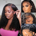 4x4 Wear and Go Kinky Curly Wig Human Hair Pre Plucked Pre Cut HD Lace Closure Wigs for Black Women 180% Density Curly Lace Front Wigs Human Hair (natural color 20 inch)
