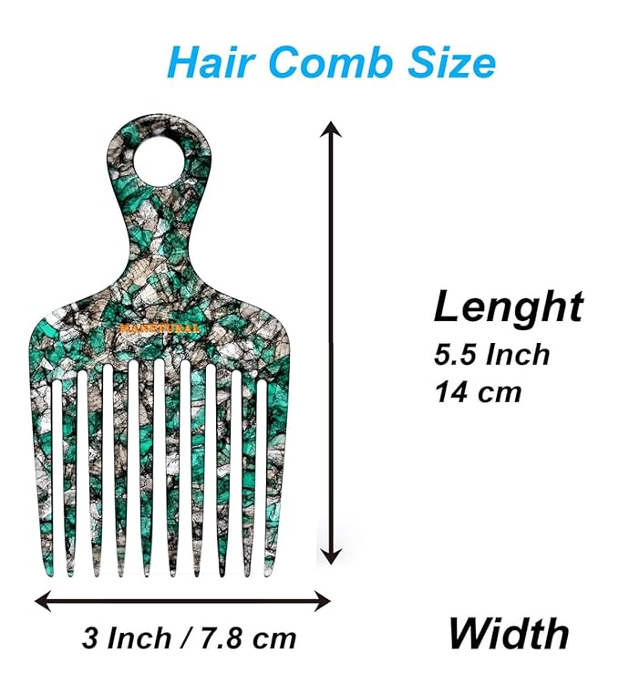 14MX The Hair Pick for Curly Hair, Afro Pick| Elevates, Preserves Curl, Eliminates frizz(Green, 1 PACK)