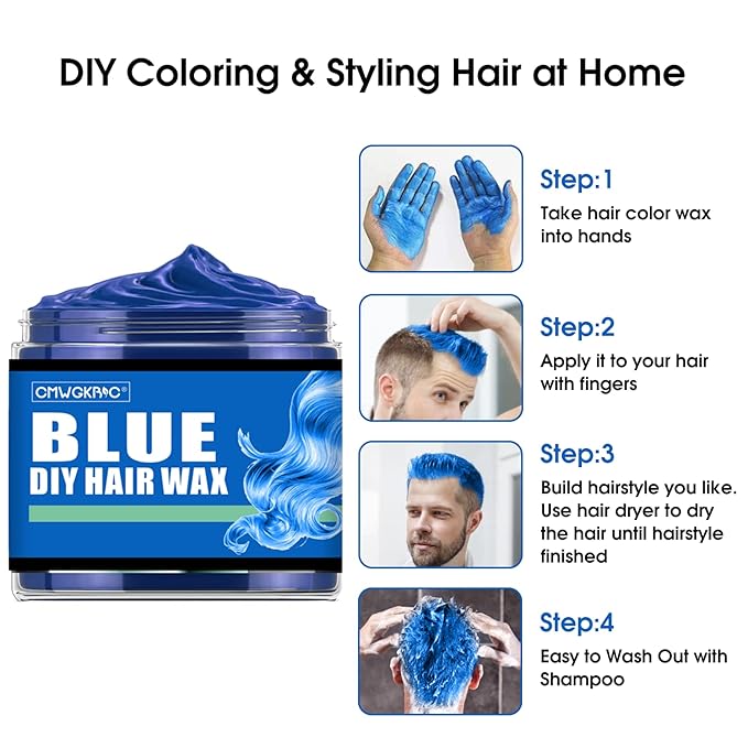 4 Colors Temporary Hair Color,Stocking Stuffers for Kids,Christmas Gifts for Teens Boys Girls,Gifts for Kids,Purple Green Blue Pink Hair Dye Color Wax,Temporary Hair Dye for Party,Halloween,Cosplay