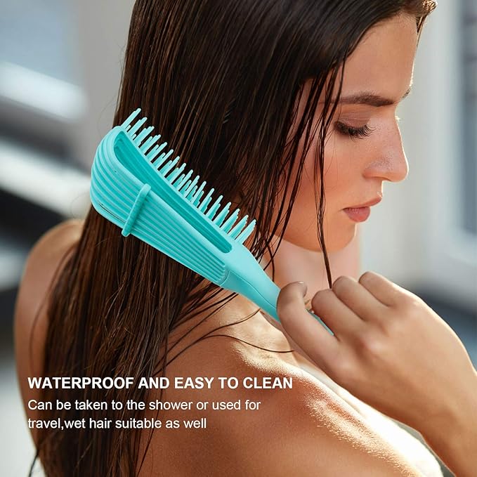 2 Pieces Detangling Brush for Afro America/African Hair Textured 3a to 4c Kinky Wavy/Curly/Coily/Wet/Dry/Oil/Thick/Long Hair, Knots Detangler Easy to Clean (Green, Purple)
