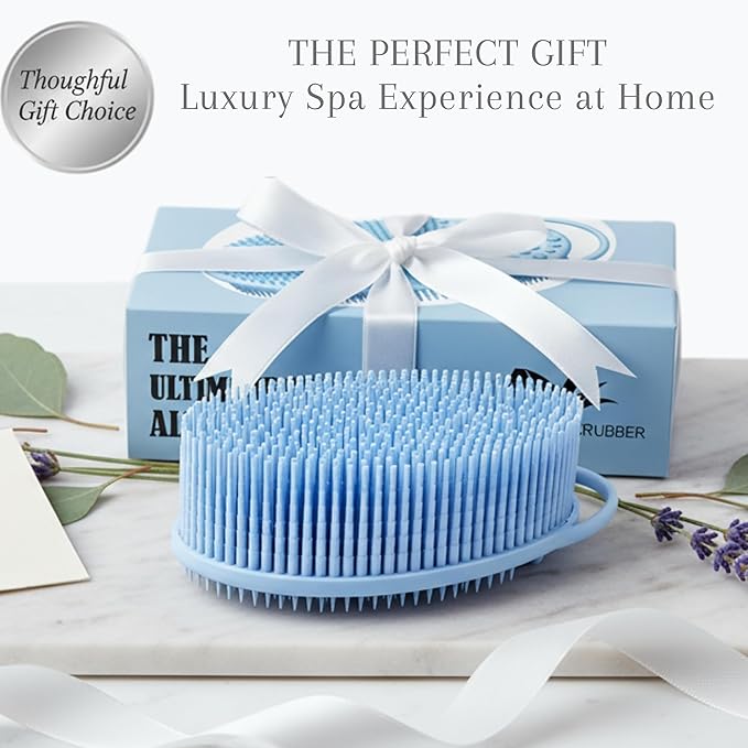 Exfoliating Body Scrubber Silicone - Textured Back Scrubber Shower Brush - Avilana Bath Loofah Alternative Dual Sided - Gentle Smoothing Body Wash Tool Rough Skin - Gift Women Men