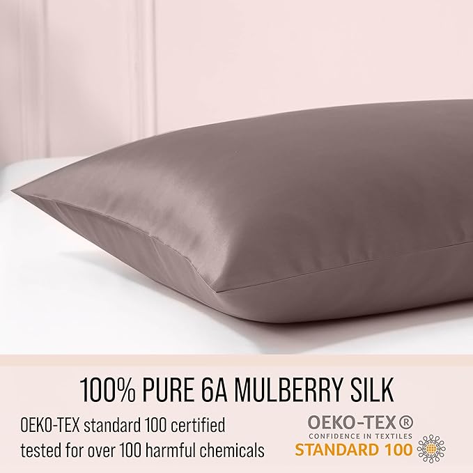 Bella Coterie Luxury Silk Pillowcase for Hair and Skin | 30 Momme | 100% Pure 6A Mulberry Silk | Super Soft | Perfectly Plush [Standard, Mocha]
