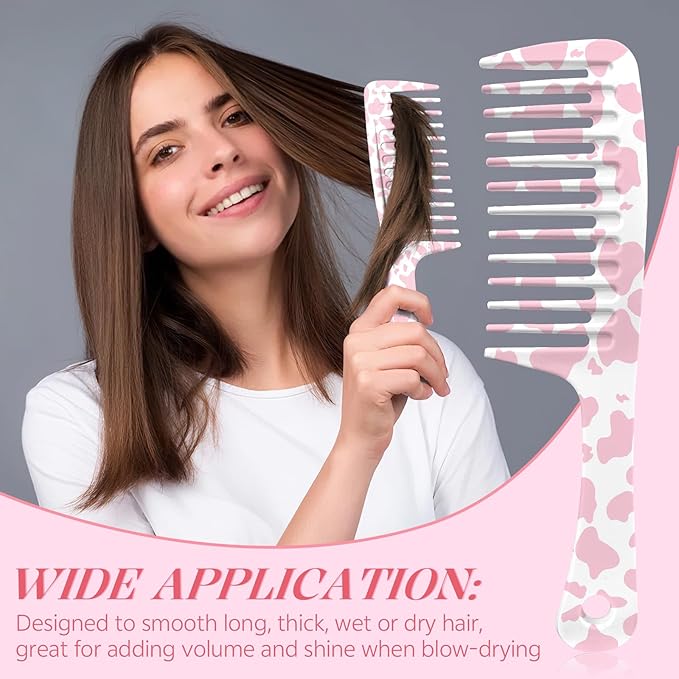 Wide Tooth Comb,Effortless Tangle Removal for Curly, Wet, Long Hair Wet,Cute Aesthetic Design for Women Men and Girls (Pink-11)