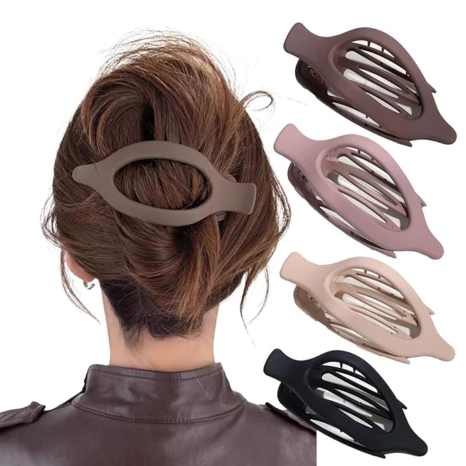 Sunporx Flat Hair Clips for Womens Non-slip Hold Hair Barrettes Curved Flat Clips Duck Billed Barrettes for Thick and Thin Hair French Matte 4 PCS