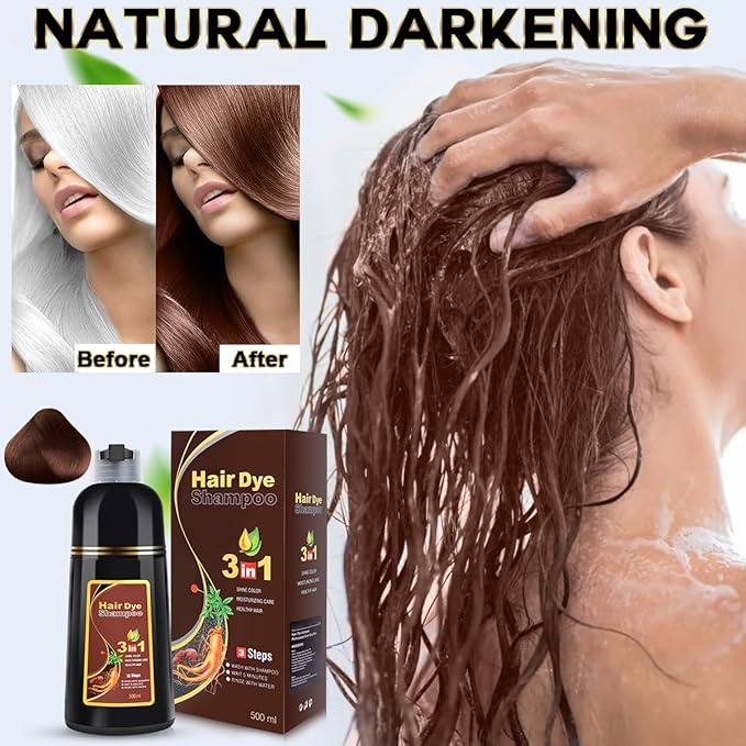cosmpro Hair Dye Shampoo Chestnut Brown Hair Color Shampoo for Gray Hair Coverage Herbal Hair Dye Shampoo 3 in 1 for Men and Women, Instant Color Shampoo