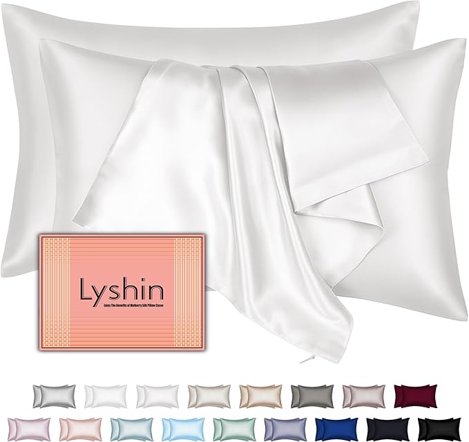 Mulberry Silk Pillow Cases 2 Pack Queen Size 20x30 Inches with Hidden Zipper, Ultra Smooth and Soft Breathable Cooling Silk Satin Pillowcase Set of 2, Better for Hair and Skin, Gifts for Women Men