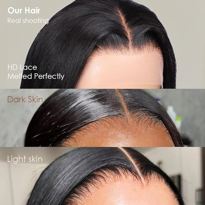 Iris Queen Straight 30inch 220 Density Transparent Lace Frontal Human Hair Wigs Pre Plucked for Women 12A 13x4 HD Lace Front Wig with Baby Hair Natural Black Color