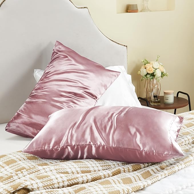 BEDELITE Satin Pillowcase for Hair and Skin, Super Soft and Cooling Similar to Silk Pillow Cases 2 Pack with Envelope Closure, Gift for Women Men(20"x40" King Size, Nostalgia)