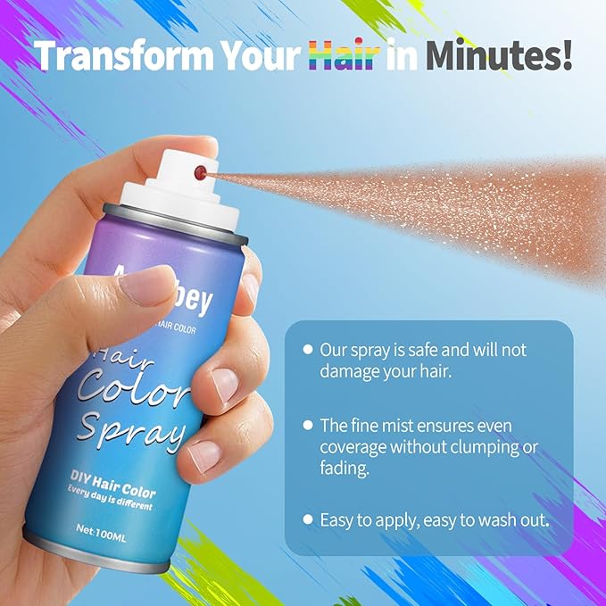 Halloween Hair Spray,Temporary Hair Color Spray for Women Kids Men,Washable Hairspray,Colored Hair Spray,Color Hairspray for Halloween,Party,Cosplay,Christmas Day (06#Orange)