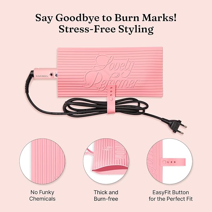 VODANA Multipurpose Silicone Pad - Heat-Resistant Rest & Travel Pouch for Hair Styling Irons, Includes Cord Organizer, 10x5 Inch (Pink)