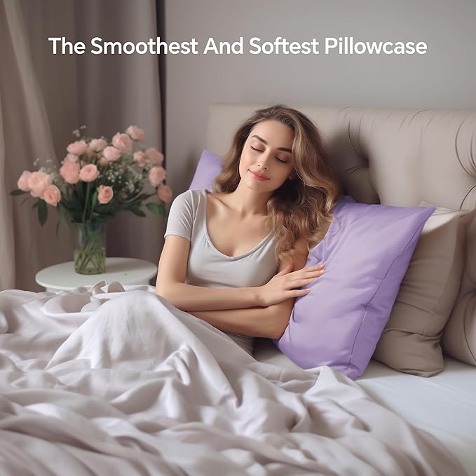 INFIIXSO Mulberry Silk Pillowcase for Hair and Skin, Silk Pillow Cases King Size with Hidden Zipper 20x40 Inches, Extraordinary Smooth and Soft Cooling Pillow Cases for Hot Sleepers(Lavender, 1 Pack)