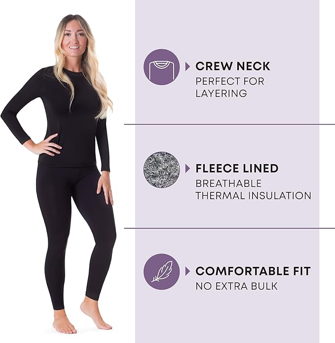 Rocky Thermal Underwear Women Long Johns Womens Thermals Top Bottom Set Fleece Lined Under Wear Clothes Base Layer Thermals