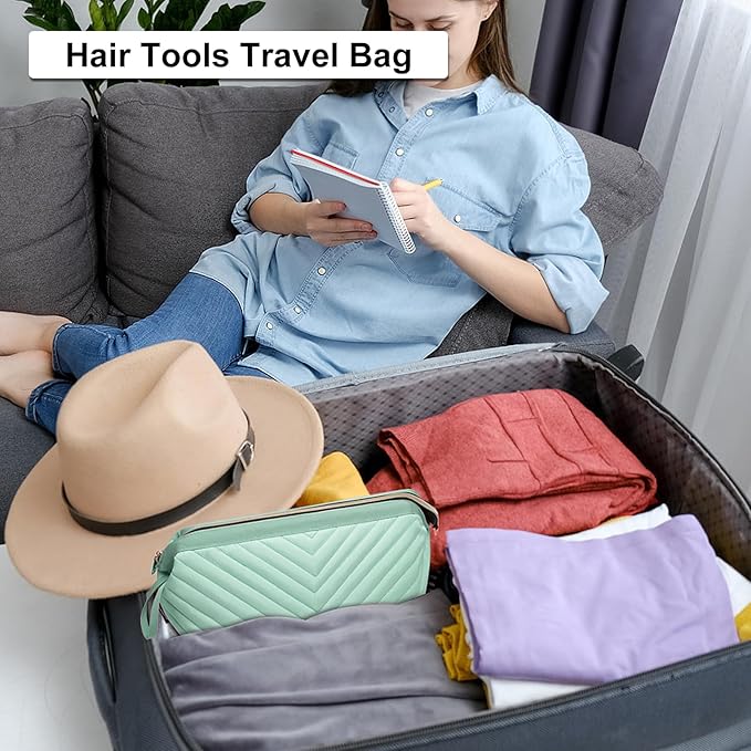 Hair Tools Travel Bag for Shark Flexstyle Dyson, Quilted Case Organizer Bag, Gift for Women Hair Accessories Storage Bag, Travel Hairdryer Portable Bag for Women, Teal
