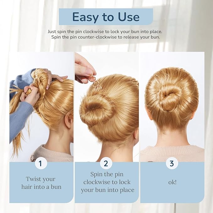 FANDAMEI 50PCS Spiral Hair Pins, Spin Pins Spiral Bobby Pins for Girls, Women and Kids, Non-Scratch Round Clip & Bun Twist, Stylish Bun Bobby Pins, Premium Spin Pins for Hair, Rose Gold