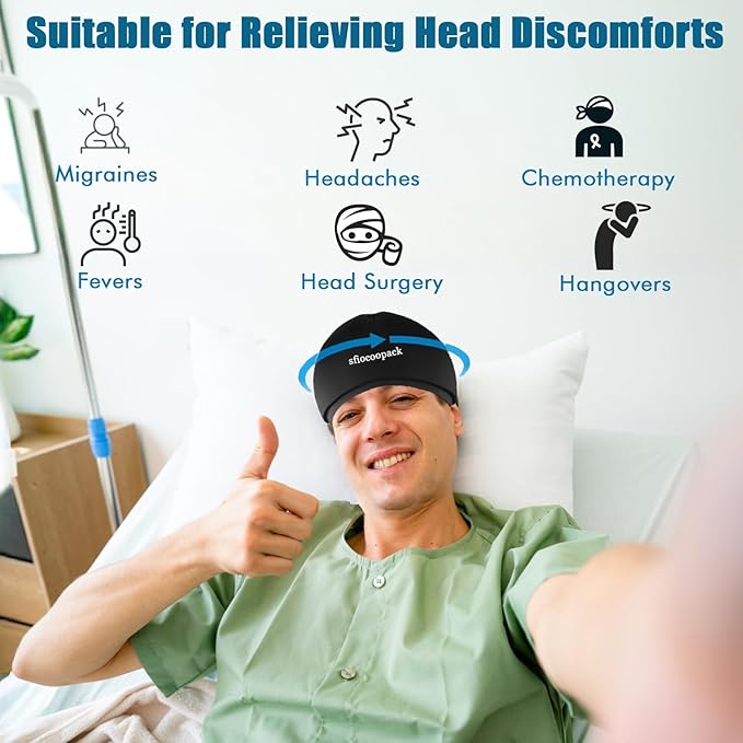 Cold Cap for Chemotherapy Patients, Chemo Care Package for Women and Men, Migraine Ice Cap, Ice Hats for Migraines, Head Cooling Pack for Headache, Cooling Hat for Stress Relief