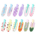 Magicsky 12PCS No Bend Hair Clips, Hawaiian Acrylic Flat Styling No Crease Pins, Bang Seamless Duckbill, Barrettes for Makeup, Cute Beach Hairstyle Tool for Women Girls, Colorful Fruit