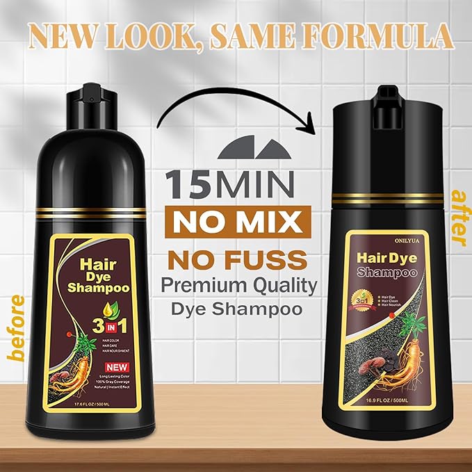 Hair Dye Shampoo for Women & Men - 3-in-1 Hair Color & Care, Gentle Covers Gray Hair in Minutes, Easy At-Home Color Shampoo Hair Dye, Formulated for Color Treated Hair, 16.9 Fl Oz (Chestnut Brown)