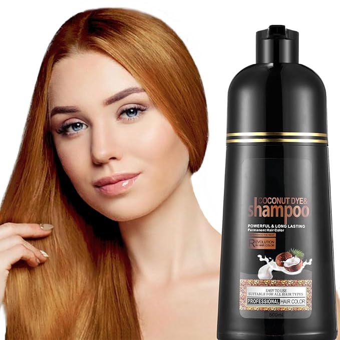 Fvquhvo Blonde Brown Hair Dye Shampoo, Coconut Dye Shampoo, Hair Color Works in Minutes, Semi-Permanent Brown Hair Dye, Champu Para Canas, Champu Para Pintar el Pelo, Easy to Use 16.90 Fl Oz