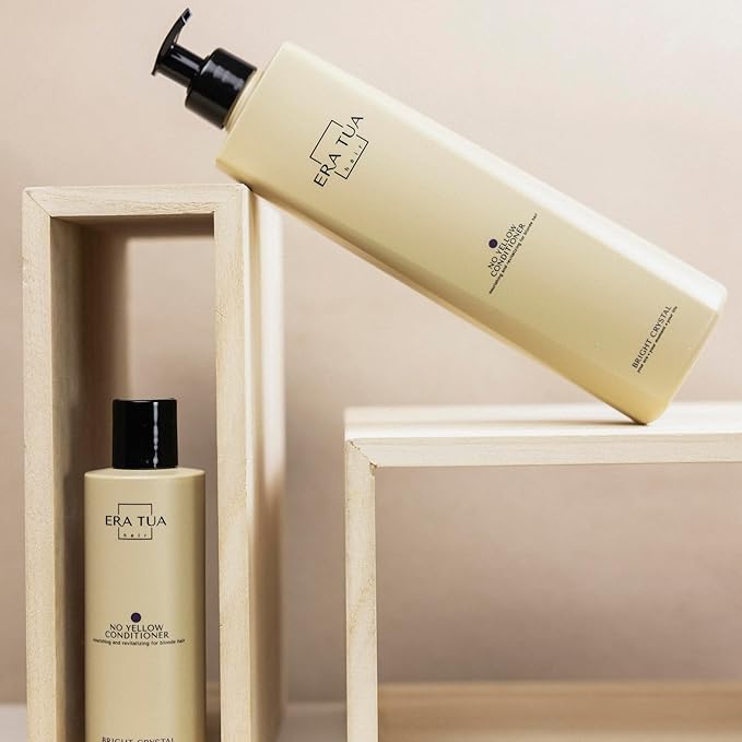 No Yellow Toning Conditioner for Blonde Hair, Silver, Bright Crystal and Purple | Brass Moisturizing Formula | Dutch Made | Green Tea, Jasmine & Rose Scent | 200 ml