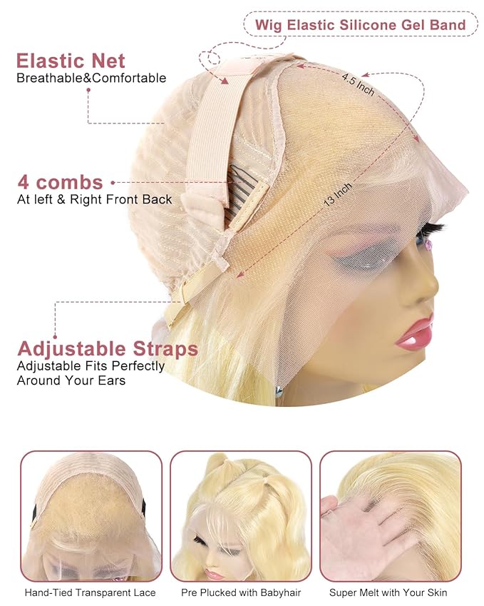 Alididi 613 Lace Front Wig Human Hair 13x4 Blonde Straight Hd Transparent Lace Frontal Wigs Human Hair Pre Plucked With Baby Hair 180% Density Blonde Glueless Wigs Human Hair 30 Inch