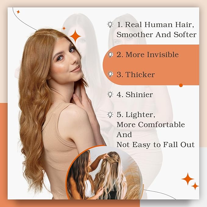 Full Shine Human Hair Tape in Extensions Color 330 Copper Brown Double Sided Tape in Hair Extensions Human Hair 14Inch Remy Hair Extensions 50Gram Seamless Skin Weft 20Pcs for Wedding