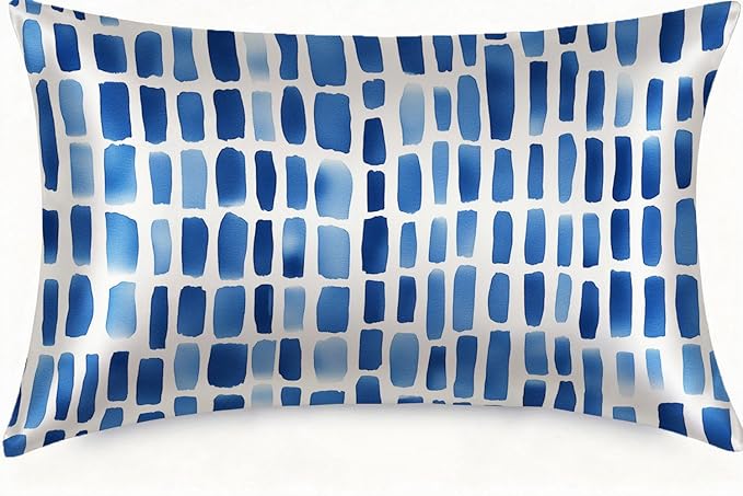 Silk Pillowcase for Hair and Skin Watercolor Blue Splashes Satin Pillowcase Standard Size with Zipper Silky Soft Cooling Satin Pillowcase Sleeping for Women 20"x26"