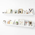 Picture Ledge Shelf, Wood Long Floating Shelves for Wall, Set of 2, 56 inch Picture Ledge Shelves, Photo Ledge Nursery Book Shelves Wall Mounted for Living Room Kids' Room Bedroom, Color White