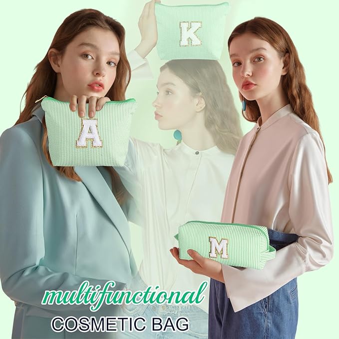 YOOLIFE Cute Makeup Bag for Women Girls - Personalized Teenager Girl Gift Ideas | Initial Make Up Bag | Gifts for Women Friends | Skin Care Bag | Mothers Day Gifts | Tween Girls Trendy Stuff L