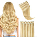 GOO GOO Clip in Hair Extensions Real Human Hair, Remy Human Hair Extensions Clip ins for Women, Natural Human Hair, 16inch 70g 2Pcs, #16/22 Light Blonde Highlighted Golden Blonde