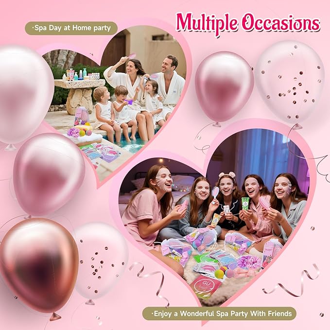 110PCS Spa Party Supplies for Girls Spa Party Favors Include Face Masks Skincare, Hand Cream, Lip Balm, Eye Patches, Lip Mask, Mini Hair Brush, Stocking Stuffers for Teen Girls, Sleepover Party Gifts