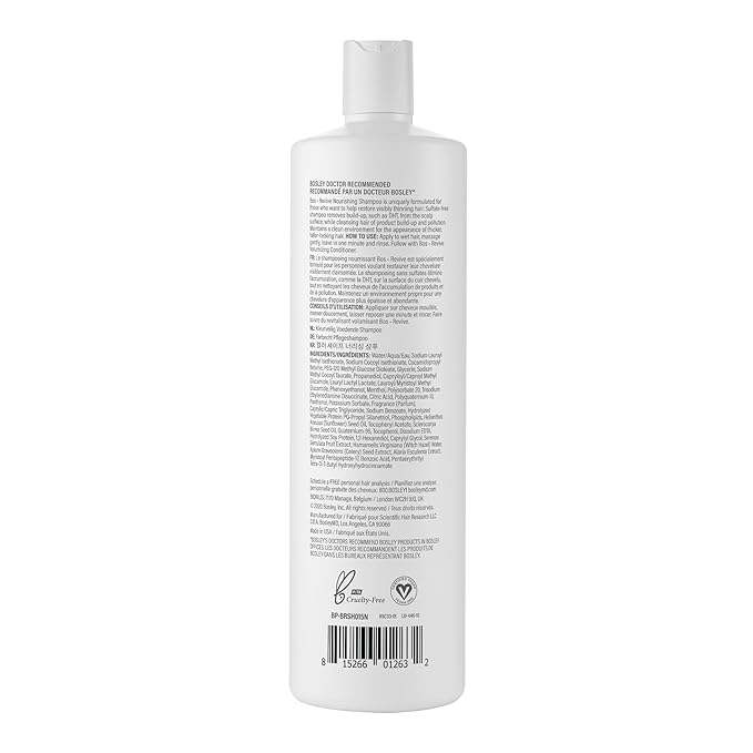 BosRevive Nourishing Shampoo for Thinning Hair (Color Safe) – DHT Blocker, Sulfate-Free, Vegan Formula with Biotin, Saw Palmetto & Rosemary – Strengthens & Volumizes – 33.8 Fl Oz