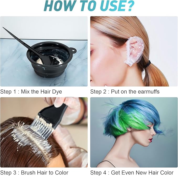 12 Pcs Professional Hair Bleach Kit Hair Coloring Products with Hair Dye Brush, Hair Color Bowl, Earmuffs, Hair Clips for Salon Hair Dye, Hair Color at Home, Hair Bleaching