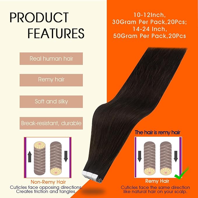 Full Shine Tape in Hair Extensions 10Inch Short Tape ins Human Hair Extensions Seamless Color 2 Darkest Brown Invisible Tape ins Remy Brazilian Hair Extension 30G Human Hair Extension 20Pcs Straight