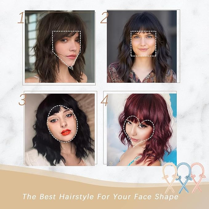 Nnzes Short Orange red Wavy Wig with Bangs for Women Shoulder Length Bob Curly Women's Charming Synthetic Wigs with Natural Wavy Wig Heat Resistant Hair for Daily Party Use