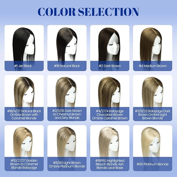 WORLDSTAR Hair Topper for Women Real Human Hair 360°3D Coverage Hairpieces Hand-stitched, No Bangs,75g,6 * 7 Inch Base,16 Inch #4 Medium Brown with Top Extension for Thinning Hair (tp#4-16)