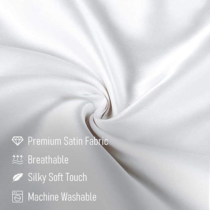 Tyfitb Satin Pillowcase Set for Hair & Skin Care – Cooling, Hypoallergenic, Anti-Frizz, Wrinkle-Free – Soft, Luxurious Pillowcases with Envelope Closure – 2-Pack, Queen Size 20x30, Gift-Ready