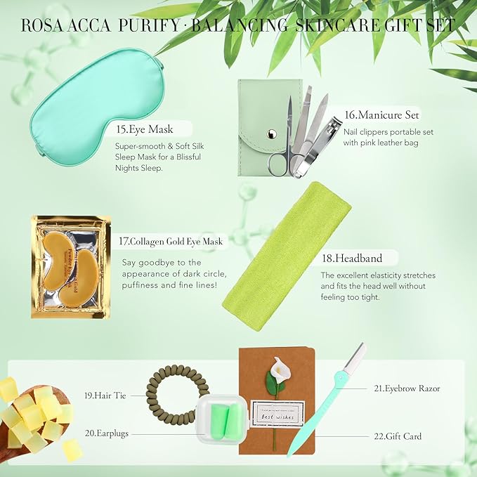 Facial Skin Care Set & Spa Kit - Gift for Men & Women Ideas, Self-Care Relaxation Gift, Skin Care Collection with Tea Tree Essential Oil, Hyaluronic Acid Serum, Dad, Mother's Day, Christmas, Birthday