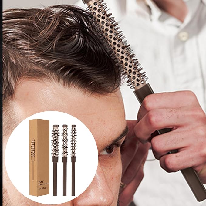 Volume Wand - Round Blow Dry Brush for Hair Styling | Compact Barrel Set with Heat-Resistant Bristles, Lightweight Frame for Bang Shaping, Beard Grooming, Root Lifting and Fringe Curling