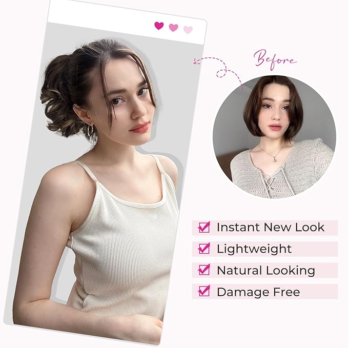 REECHO 9" Short Ponytail Extension, Classic Loose Curly Wavy Claw Clip Pony tails Hair Extensions HP001 Hairpieces for Women - Honey Blonde with Highlights