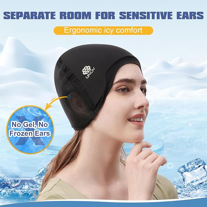 uncn Full Head Migraine Relief Hat, Ice Headache Wrap for Migraine Cooling Cap Pack Hat Compress Pad Cold Therapy for Stress, Tension, Sinus Pain Relief Reusable Physical Relief