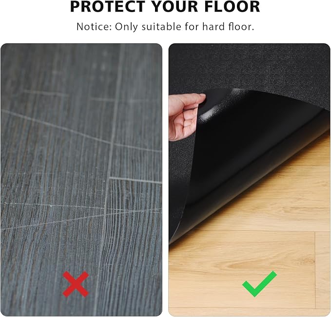 Vinyl Floor Mat for Home, Black Waterproof Area Mat for Under Dining Room Table, Sturdy Plastic Rug Protector for Kitchen, Living Room, Yard, Garage, Large Baby Play Mat (3'×5')