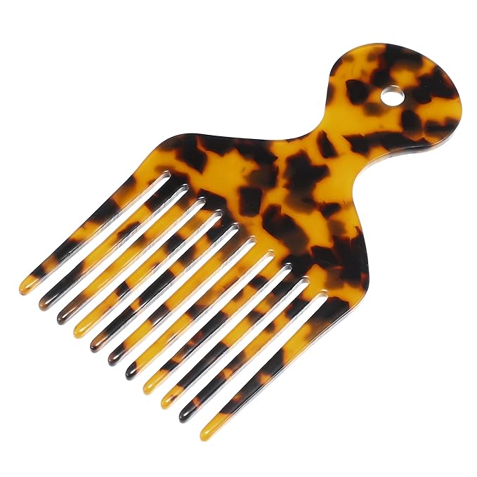 VOCOSTE Wide Tooth, Afro Hair Pick Comb, Hair Styling Tool for Men Women, Plastic, Brown, 4.8 Inch
