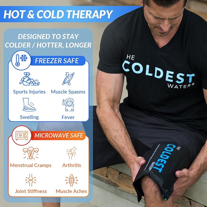 Coldest Gel Ice Pack, Reusable Flexible Ice Packs for Injuries, Multipurpose Hot Cold Therapy for Knee, Arm, Shoulder, Back (14" x 11" (Pack of 2))