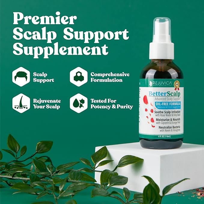 BetterScalp - Natural Scalp Support Remedy - All-Natural Liquid and Gentle, Non-Irritating Formula - Rose Water, Holy Basil, Neem & More!
