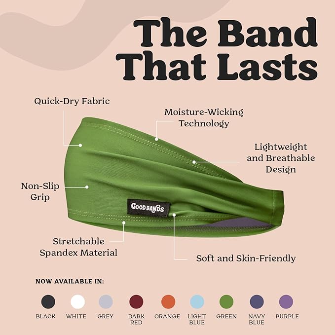 Sweatband for Men and Women - Unisex Non Slip Headband That Wicks Moisture and Eliminates Excess Sweat - Durable & Long-Lasting - Running, Sports, Gym