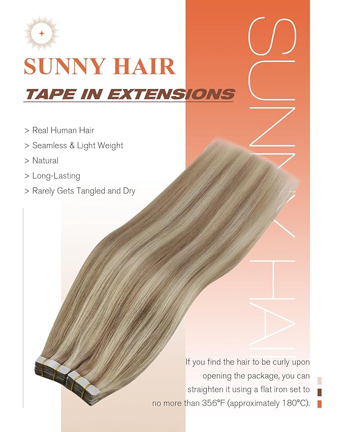 Sunny Hair Tape in Hair Extensions Human Hair, Blonde Hair Extensions Tape in Highlight Blonde Human Hair Tape in Extensions 22 inch 50G