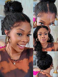KLAIYI Water Wave HD Real Scalp Glueless Precut 13x4 Lace Front Human Hair Wig Drawstring Bye Bye Knots Pre Plucked Bleached Pre Everything 30S Ready to Wear and Go Deep Curly Wave Beginner Wig 16Inch