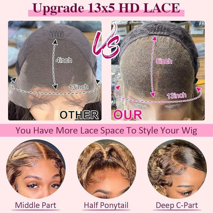 CYNOSURE 13x5 Highlight Ombre Lace Front Wig Human Hair 427 Colored Honey Blonde Deep Wave Curly Wig 180% Density HD Transparent Lace Frontal Wigs Human Hair 22 Inch